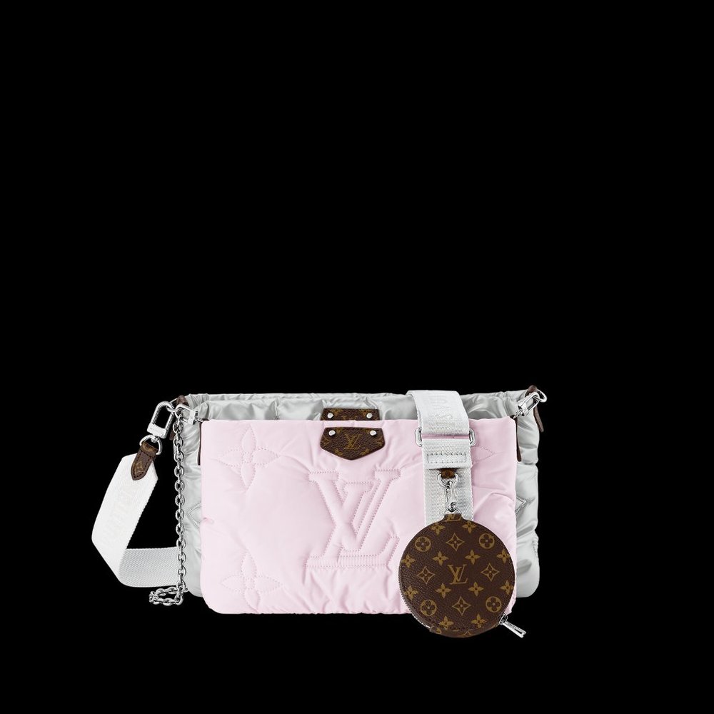 NEW Louis Vuitton Maxi Pillow Multi Pochette Accessories Silver Pink M21056